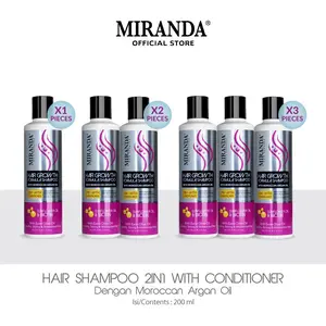 [FYC] Miranda Hair Growth Biotin  2IN1 Shampoo & Conditioner 200ML - Haircare Perawatan Rambut dengan Argan Bunga | Shampoo Conditioner Anti Rontok Ketombe | Rambut Sehat Berkilau Lembab Halus Wangi