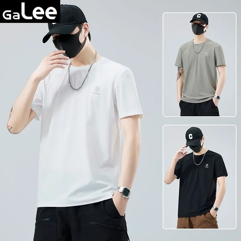 Brand summer ultra-thin ice silk men's short-sleeved T-shirt trendy and versatile half-sleeved young boy round neck top