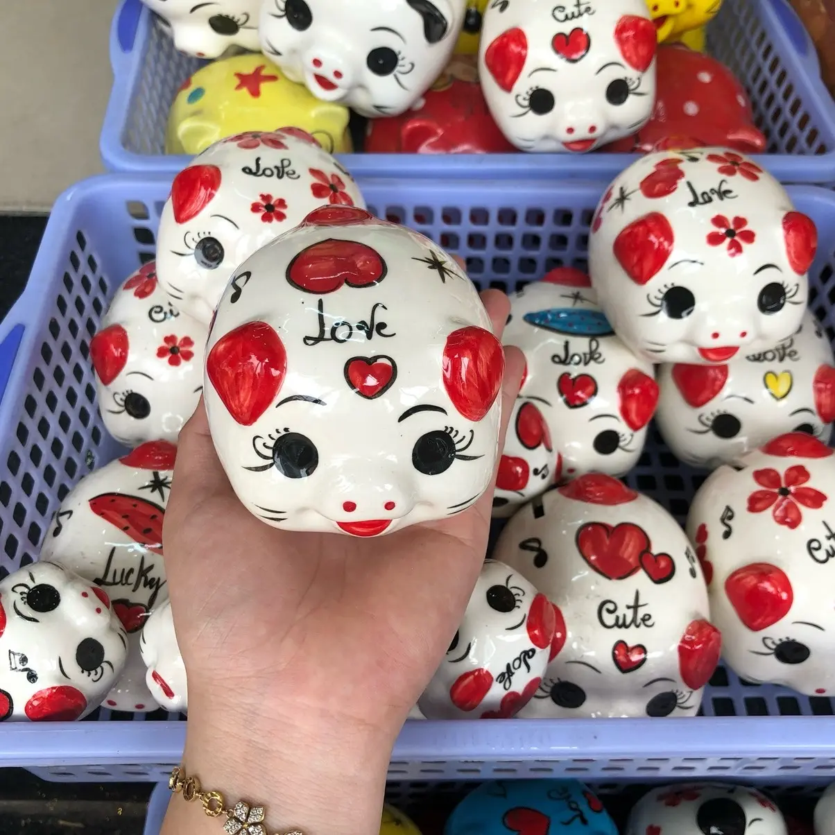 Ống heo tiết kiệm SỨ MINI Lớn hơn nữa bàn tay ( hoạ tiết cute)