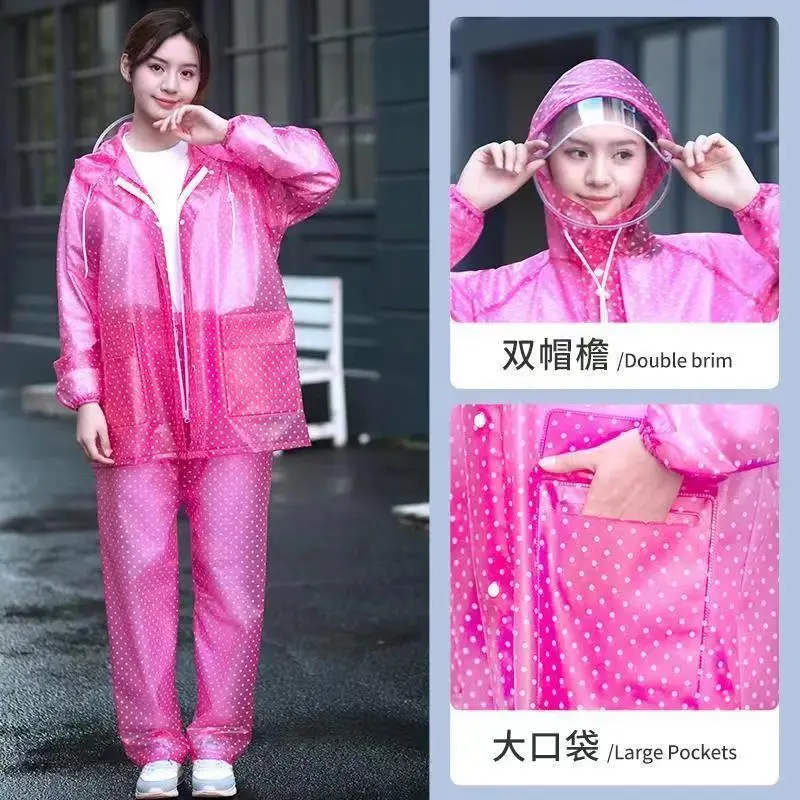 Raincoat Rain Pants Suit Split Waterproof Men's and Women's Double Brim Rainproof Motorcycle Electric Car Adult Split Raincoat