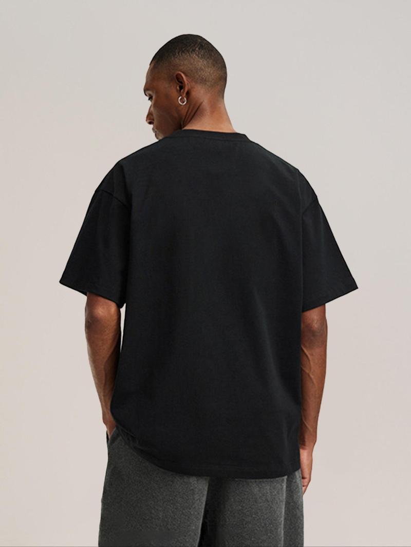 Product Introduction of Men's Letter Print Round Neck Tee, Loose Casual Short Sleeve Crew Neck T-Shirt for Summer, Fashion Men's Top for Daily Wear 2