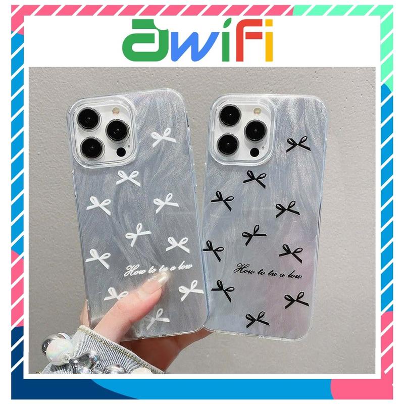 Ốp lưng iphone IMD lông vũ nơ đen trắng 6s/6plus/7/8/plus/x/xs/11/12/13/14/15/pro/max/plus/promax- Awifi Case B1-5