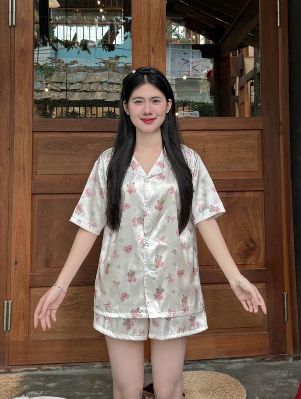 Bộ Đồ Ngủ Lụa BY CHANN, Set Bộ Pyjama họa tiết hoạt hình chất liệu lụa latin mặc nhà thoải mái (có size đến 80kg)