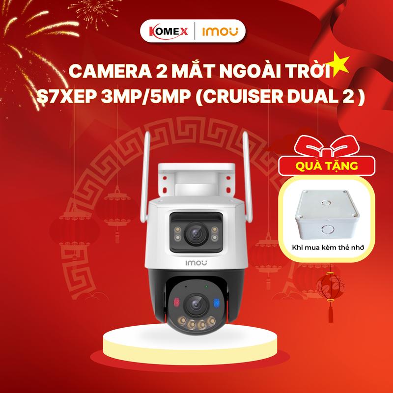 Camera wifi ngoài trời 2 mắt Imou S7XEP 10MP (Cruiser Dual 2), Xoay 360 độ, Cảnh báo kèm còi và đèn Led, Thu phóng 8x, Nháy xanh đỏ 110dB, Phát hiện người/xe, Đàm thoại 2 chiều - Imou Komex Store