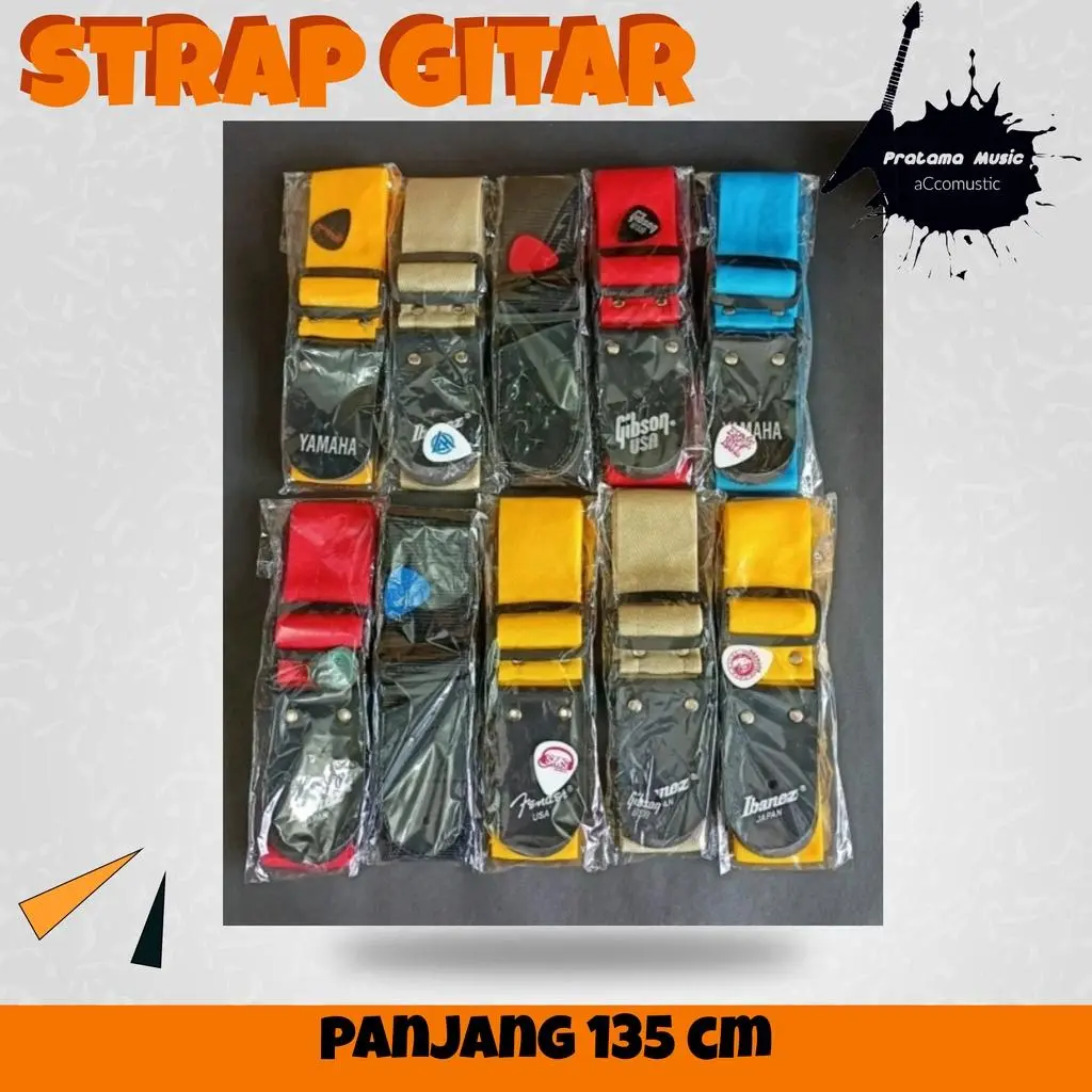 Strap Gitar Sabuk Gitar Tali Gitar Akustik Elektrik Bass