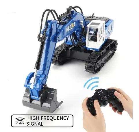 PROMO RC Eskavator Excavator Huina 1558 Beko 1/18 11CH Mainan Alat Berat Metal Bucket - Blue Grey 2