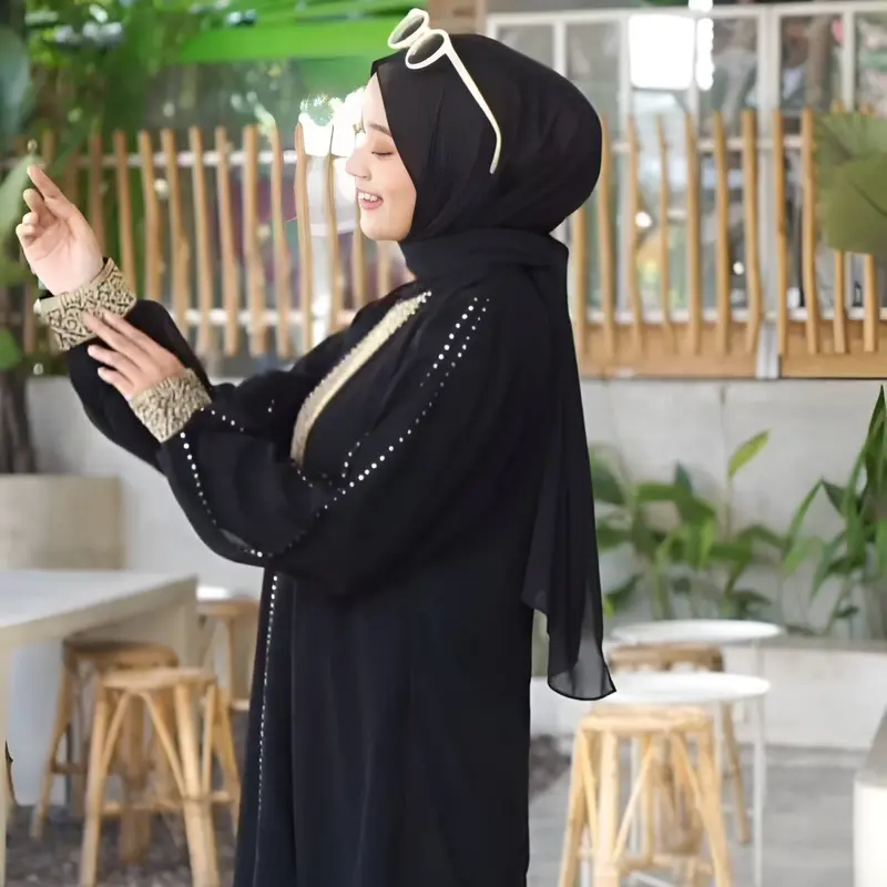 Gamis Abaya EYLUL Ibu Atau Anak Hitam Bordir Busui Dress maxi wanita muslimah lebaran murah elegant remaja kekinian lokal 2