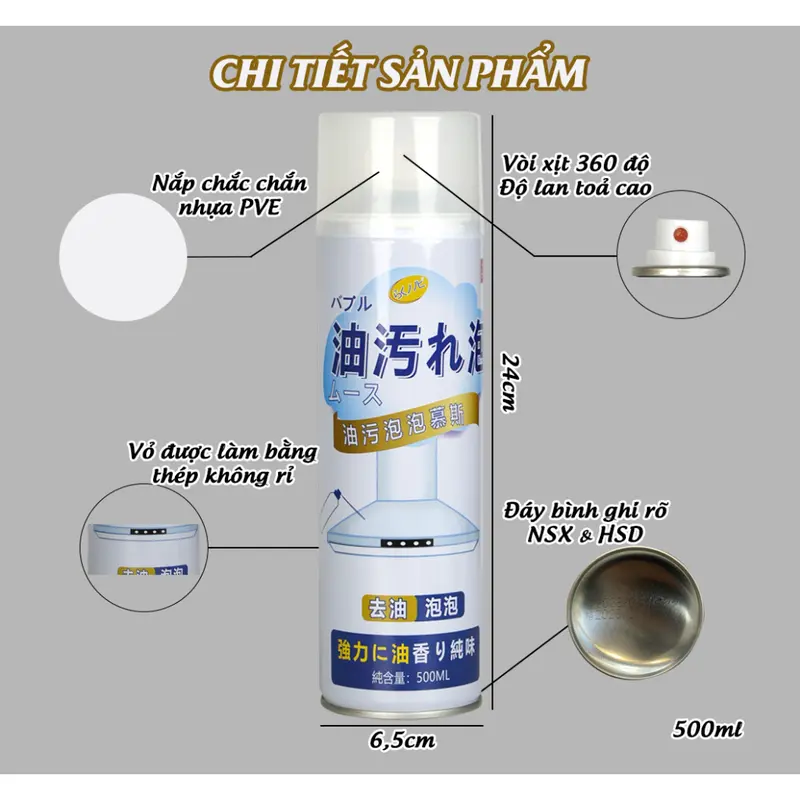 Xịt tẩy dầu mỡ, vệ sinh bếp đa năng, làm sạch cả vết cặn dầu mỡ bám lâu ngày nhanh chóng hiệu quả 4