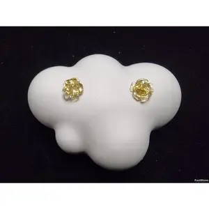 Anting Silver925 Batu Citrine Flower Quartz Crystal Natural 10mm F681