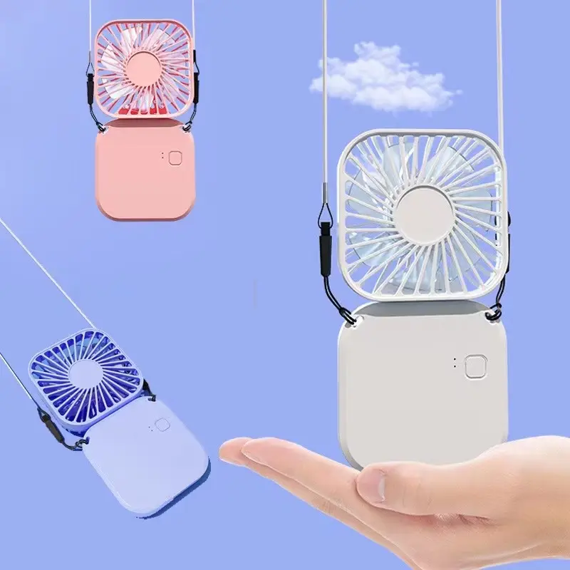 USB Fan Portable Hanging Neck Fan Outdoor Sports Electric Fan Folding Fan Mini Handheld Small Fan N-13 Charging Mobile Plastic Protection Chargeable
