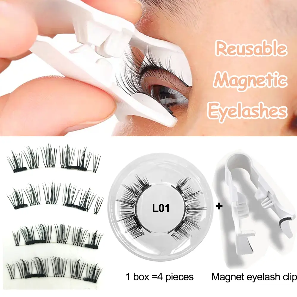 KILIGMATA 1 pair Magnetic False Eyelash With Clip Reusable Natural Eyelashes No Glue Safety 3D False Eyelash For Makeup