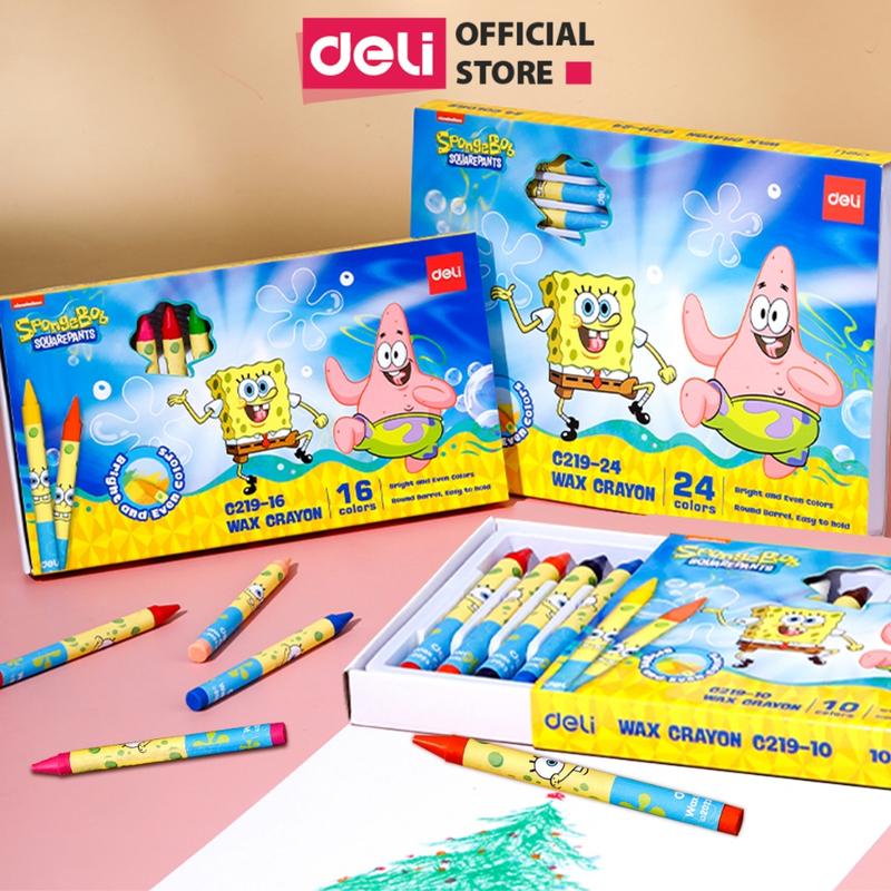 QUYỀN LEO ĐỘC QUYỀN Bút Sáp Màu Nến Bọt Biển Cho Bé Deli - 16 24 Màu Tươi Đậm Ít Vụn An Toàn Với Trẻ Nhỏ Học Sinh Tô Màu Vẽ Tranh Mỹ Thuật - màu sắc tươi sáng