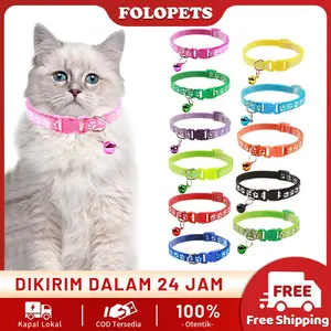 FOLOPETS Kalung Kucing Kalung Anjing Bermotif Jejak Kucing Lonceng Pet Collar Aksesoris Hewan anjing & kucing sedang nylon putih tulang harness & lead kalung  kucing  lonceng