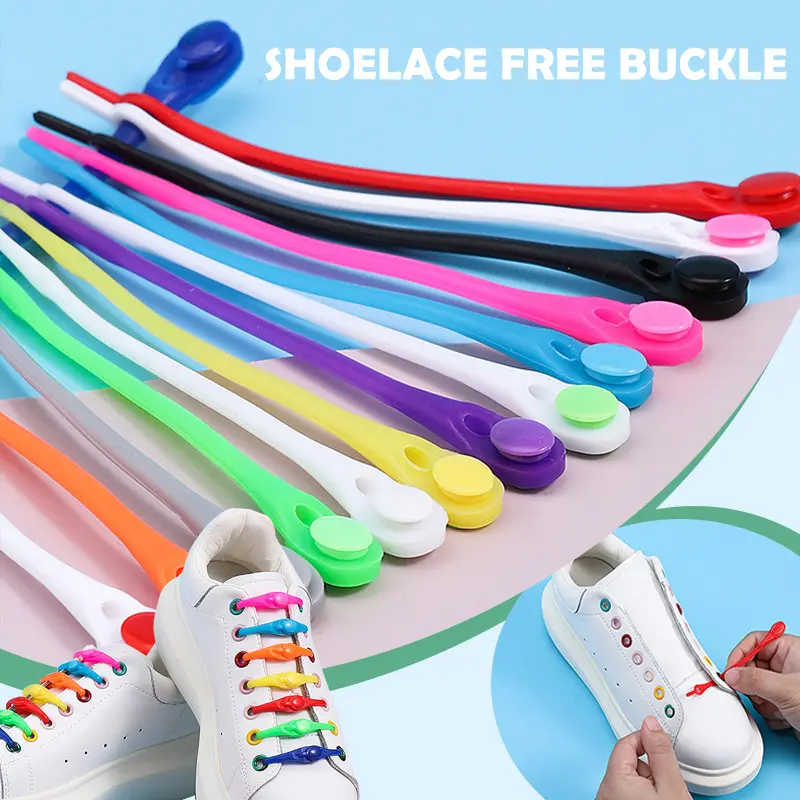 Dây giày đàn hồi, 12 miếng, làm bằng silicon, không cần buộc, thích hợp cho trẻ em và người lớn 0
