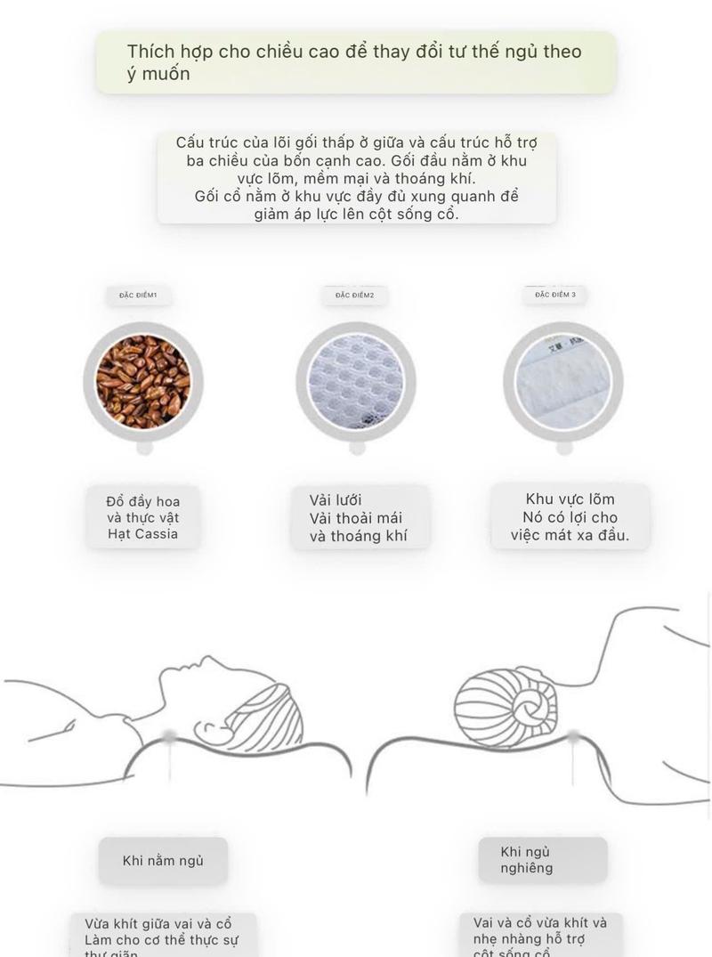 Product Introduction of ￼Gối Massage Công Thái Học Thảo Dược Hương Ngải Cứu Giảm Đau Mỏi, Hương Ngải Cứu Giúp Dễ Ngủ, Ngủ Sâu Giấc KT 48x74cm 1