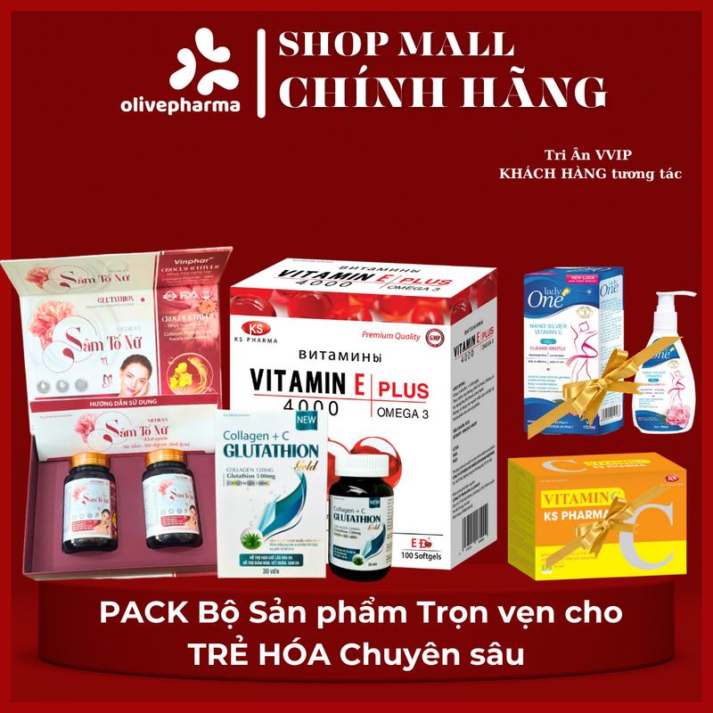 [TRẺ HÓA - ĐỘC QUYỀN VIDEO] PACK Bộ Trọn vẹn cho Trẻ hóa Chuyên sâu dành cho phụ nữ bao gồm 3SP: 1 Sâm Tố Nữ, 1 hộp VTM E PLUS, 1 Glutathione Tặng 1 VTM C và 1 DDVS Xanh (Phân loại 1) hoặc Combo Trải nghiệm 3SP: 1 Glutathione 1 VTM C 1 VTM E (không quà)