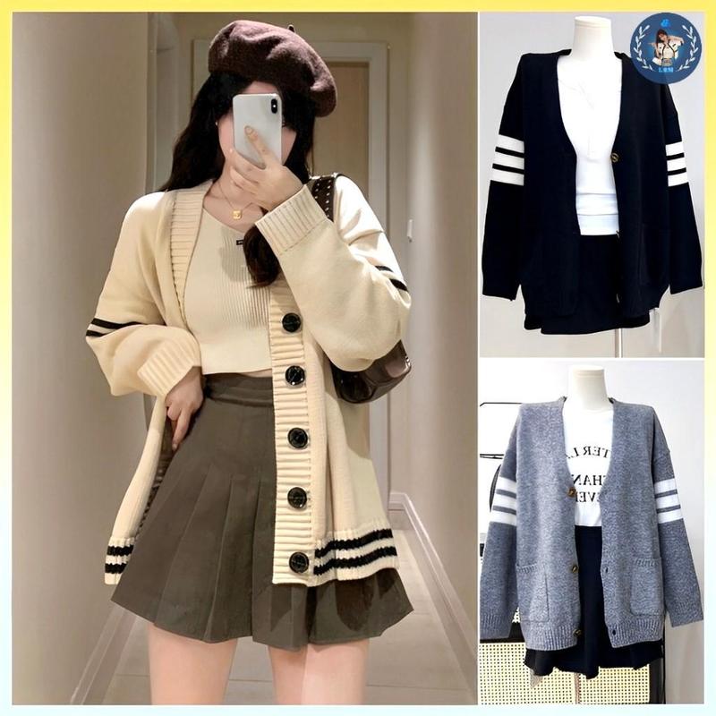 A208 Áo khoác ngoài QC Cardigan len nữ THU ĐÔNG SỌC TAY hàng dệt kim phom dài tay rộng dày đi Đà Lạt cực xịn - L2M Top Women Fashion 【 hoa hồng 【 Hỏa tốc