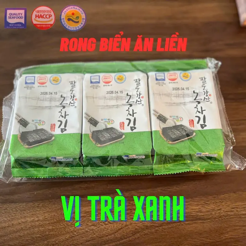 Combo ăn thử 5 lốc (15 gói) gói rong biển ăn liền vị Trà xanh Haesong 4g/Snack ăn vặt - RONG BIỂN MẠNH NHUNG 0