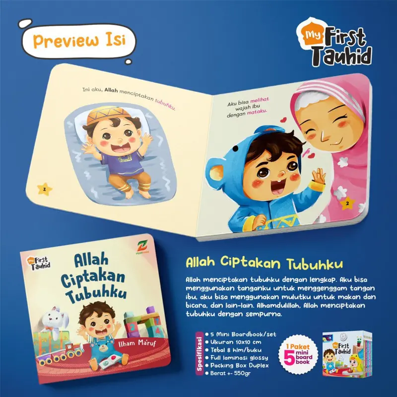My First Tauhid - isi 5 Buku Boardbook Pengetahuan Dasar Tauhid Anak Usia 2+ Buku Cerita Anak - Ziyad Books 5