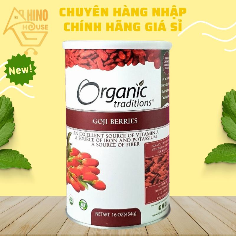 Hạt Kỷ Tử Đỏ Organic Traditional Goji Beries Mỹ Hộp Thiếc 454g - Hinohouse