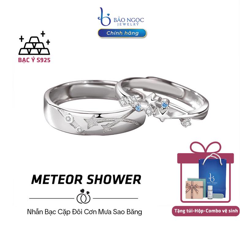 [Chính hãng] nhẫn đôi với người yêu - Cơn Mưa Sao Băng Diệu Kì Quà tặng tình yêu ý nghĩa, Nhẫn cặp freesize Bạc S925 Chính Hãng - ND2950 [Bảo Ngọc Jewelry]