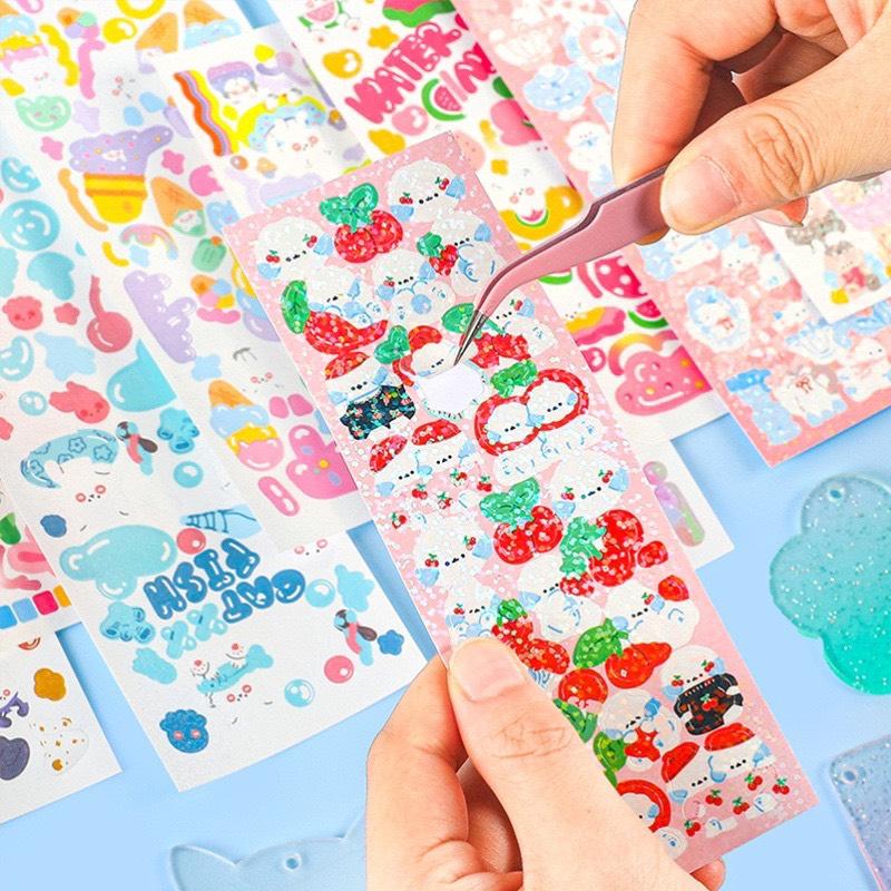 10 tờ Sticker trang trí phủ nhũ óng ánh 2