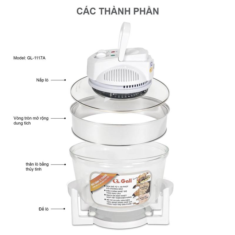 Product Introduction of Gali lò nướng thủy tinh, 12 đến 17 lít, đa chức năng chiên, rã  đông, rang, làm bánh pizza hàng nhập khẩu chính hãng bảo hành 12 tháng 10