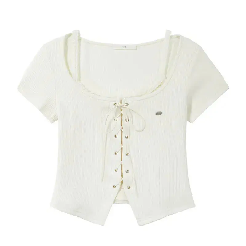 Áo kiểu croptop chất thun gân cotton kiểu thắt dây xinh xắn cho nữ - [Ak26] - 1