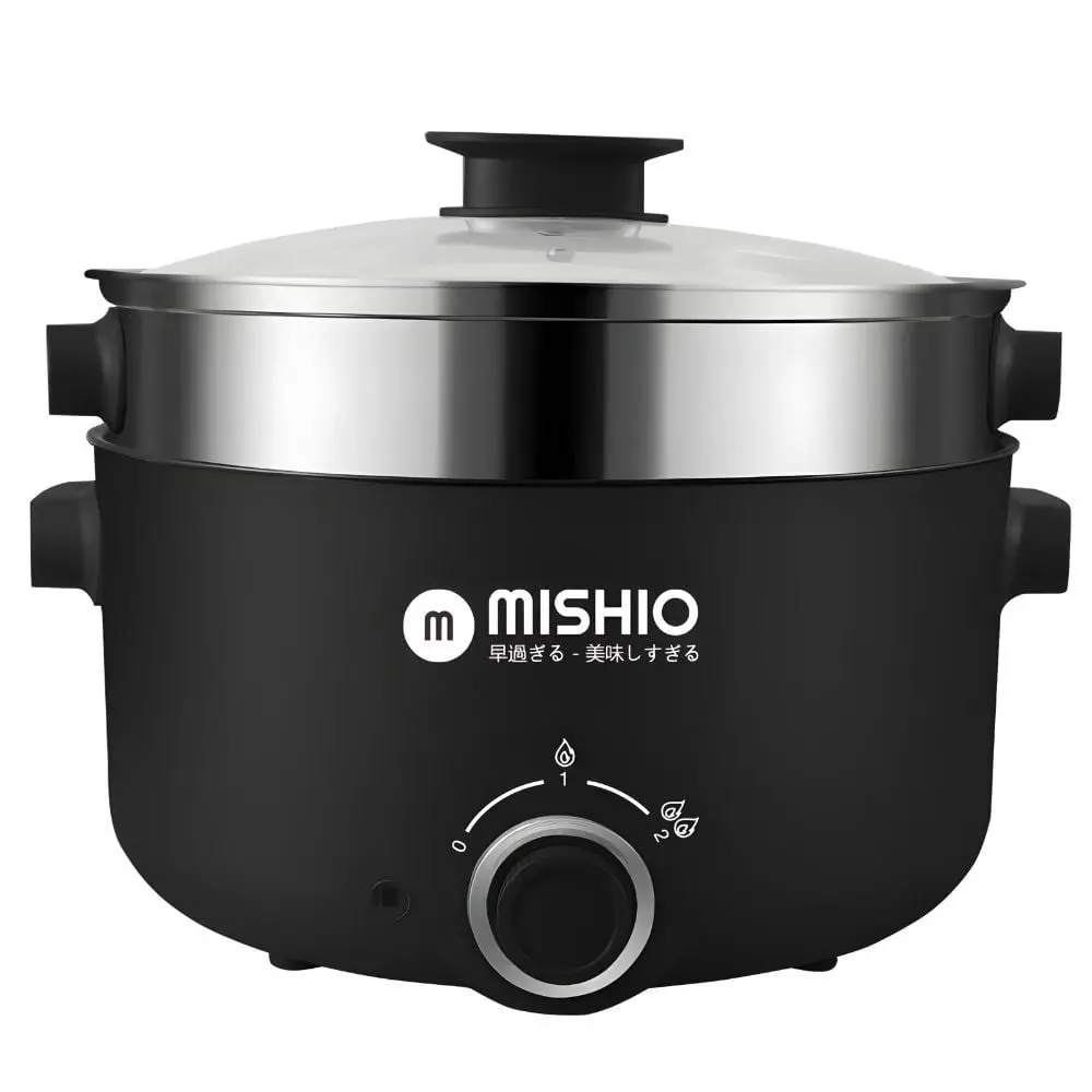 Nồi Lẩu Điện 4L Mishio MK328 (màu đen) có xửng hấp Nồi Điện nồi  hấp nồi  điện nồi  tự