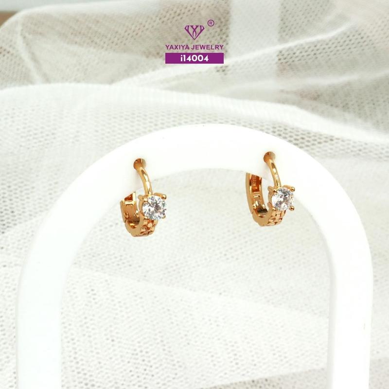 Yaxiya Anting Jepit / Klip Wanita Mata Satu Simpel Perhiasan Aksesoris 764 4