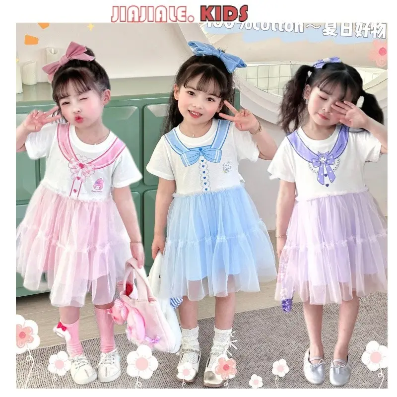 2-10y girls' tune Cinnamoroll dress pure cotton t skirt CHILDREN'S Princess Dress cute mesh dress CHILDREN'S JK yarn dress