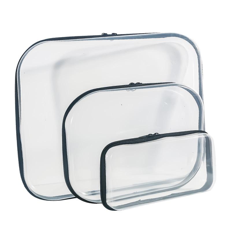 Clear Pvc Zipper Storage Box, 3 Counts/set Portable Waterproof Storage Bag, Plastic Organizer Containers, Multipurpose Storage Case for Pencil Toy Board Game 6