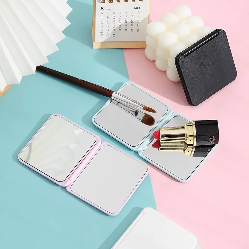 Mini Square Makeup Mirror Portable Double-sided Vanity Mirror Cosmetic Vanity Foldable Pocket Mirror