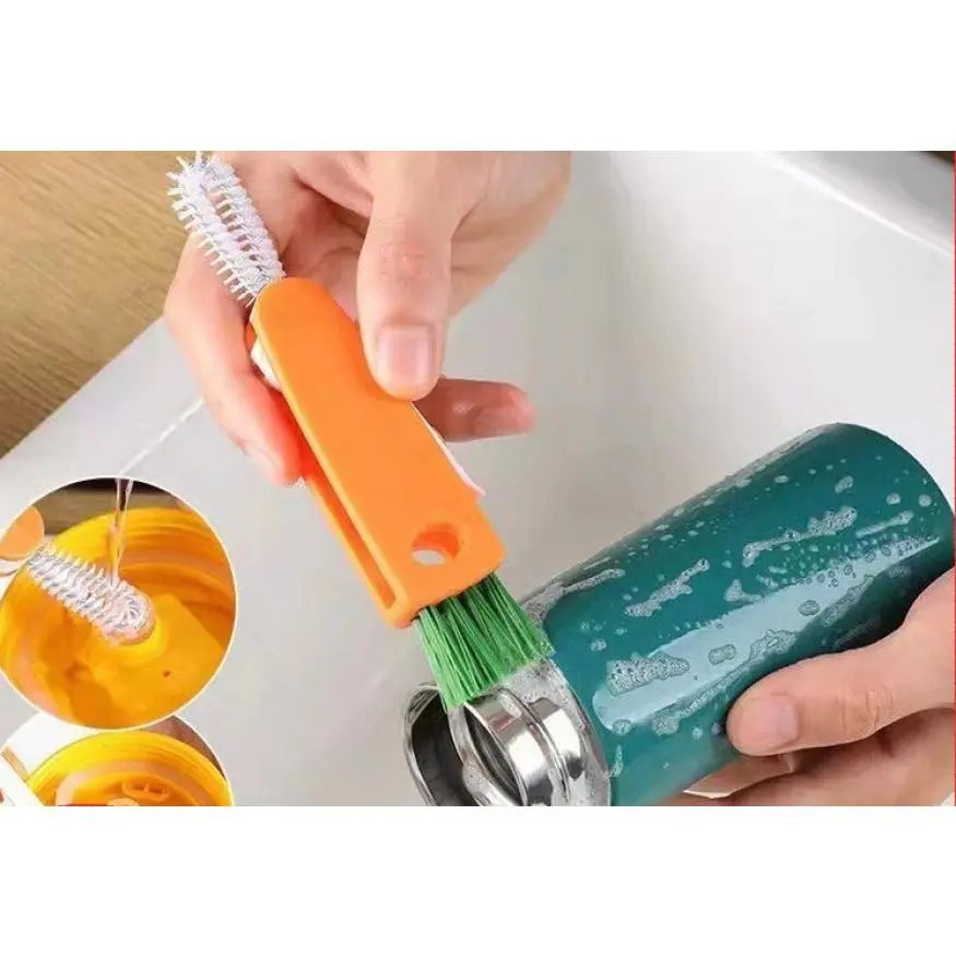 Three-in-One Cup Lid Brush Cup Artifact Gap Cleaning Brush No Dead Angle Vacuum Cup Baby Bottle Brush Cup Brush