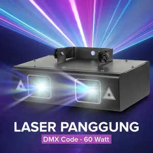 ALiEN Lampu Sorot Panggung Laser Stage Light Double Head RGB DMX 60W - Proyeksi Cahaya Spektakuler, Tampilan Dinamis