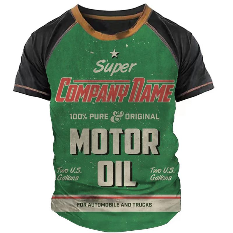 Product Introduction of 2568 Men's Vintage T-Shirt 3d Castrol Short Sleeve Tops Oil Fashion Men's Motorcycle T-Shirt Plus Size T-Shirt 2
