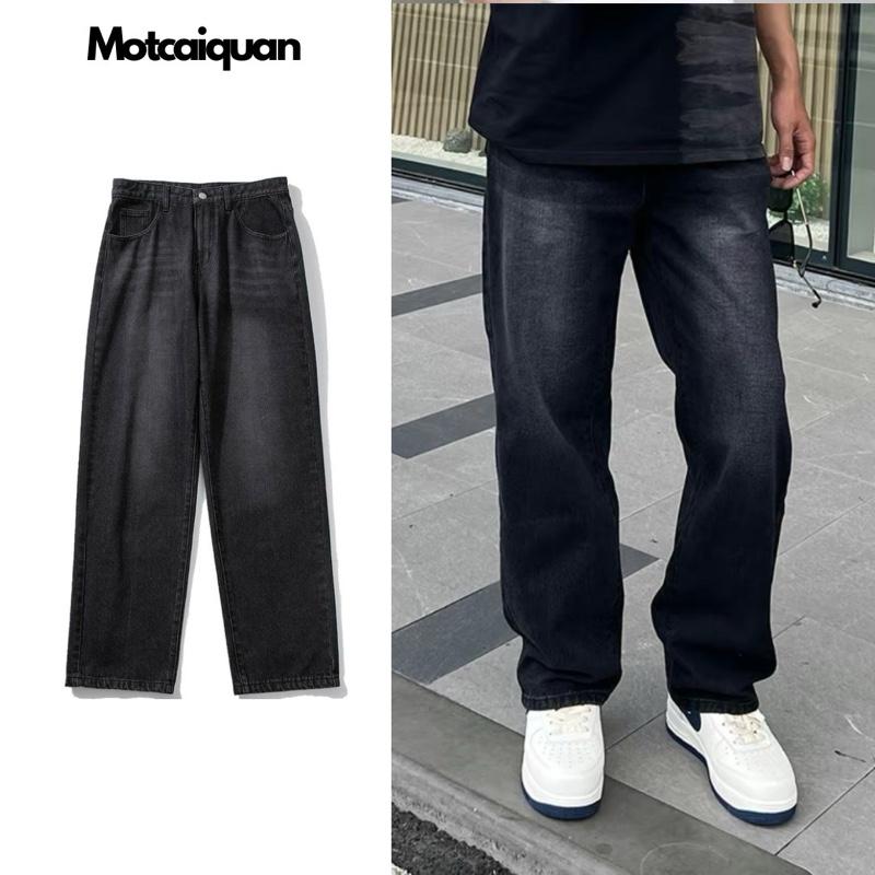 Quần baggy jean nam nữ phối wash xám dáng suông form unisex dễ phối đồ - Pants Baggy Denim Có Túi Ong Menswear