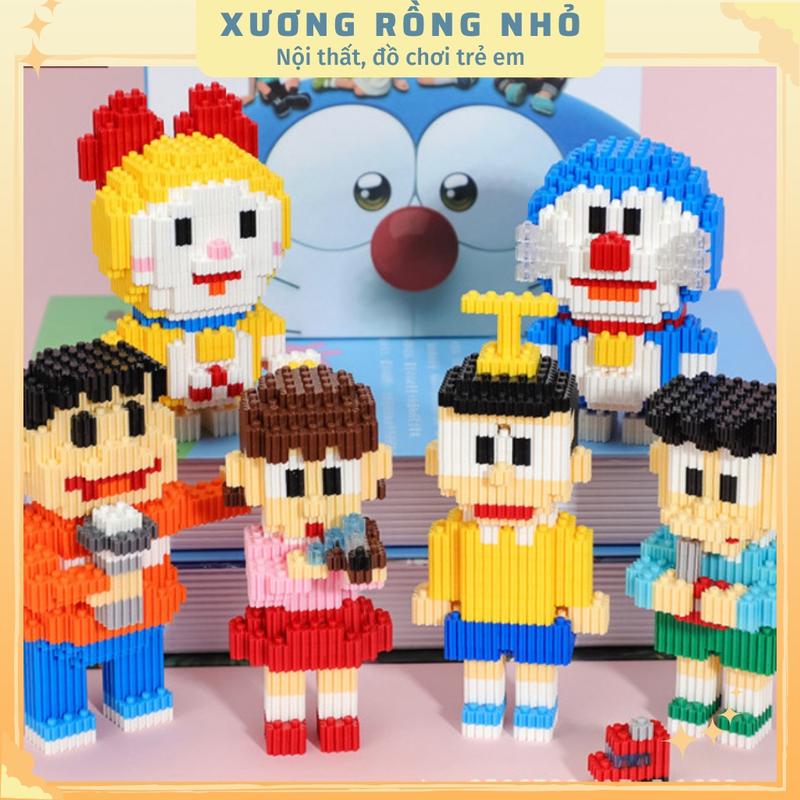 Xếp hình doraemon và những người bạn, Mô hình mini đô chơi lăp rap 3d hinh cac nhân vât hoat hinh Bộ Lắp Ráp