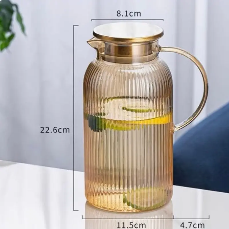 Bình đựnġ Nước Thuỷ Tinh Chịu Nhiệt AB FAMILY Màu Vàng Vân Sọc 2