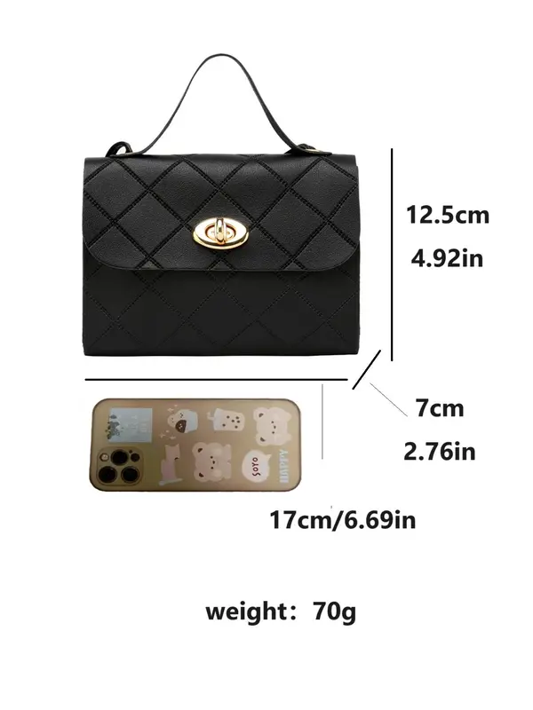 Fashion Quilted Pattern Pu Leather Crossbody Bag, Casual Solid Color Shoulder Bag for Women, Trendy Versatile High-quality Daily Commuting Bag, Sling Purse 6