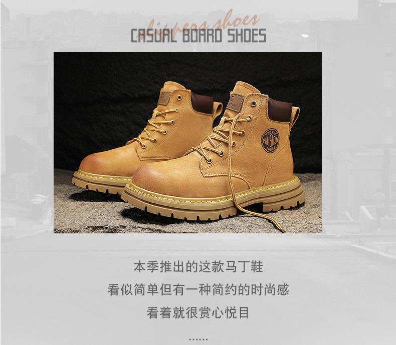 Product Introduction of Worker Boots Genuine Leather Retro Martin Boots for Women British Style High-Top Trendy Worker Boot Fashion All-Matching Girl Walking Shoes Shoes Footwear Comfort Fasciitis Decor Onyx sport  shoes  men tennis  shoes 2