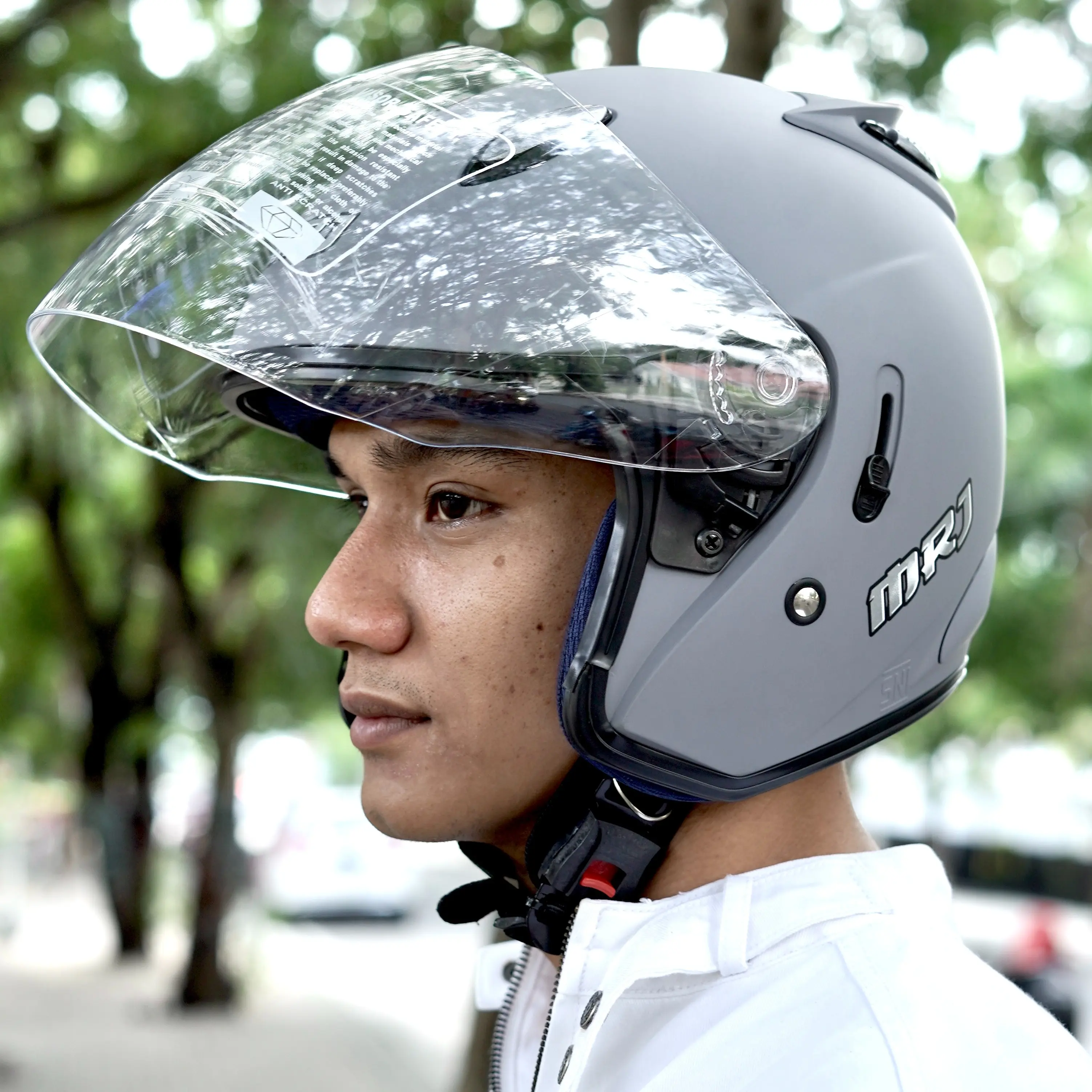 Helm Half Face Double Visor Dewasa Merk G2 Mrj Sni Motorcycle Riben