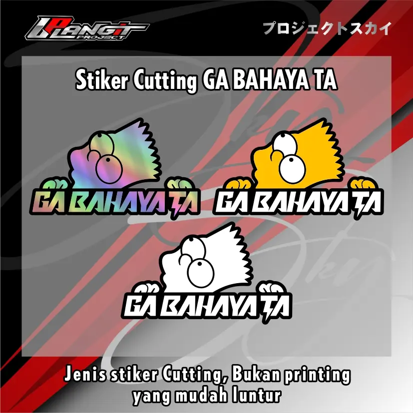 STIKER GA BAHAYA TA CUTTING Putih Sticker Putih Sticker