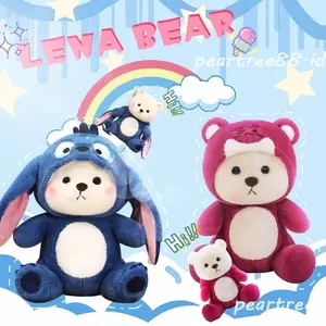 Boneka Teddy Bear Hoodie Cosplay Stich Lotso Dinosourus Rabbit Mainan Anak Mewah