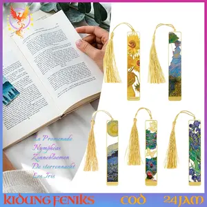 Bookmark Logam Van Gogh Lukisan Cat Minyi Laser Cut Souvenir/Hadiah Penghargaan Wisuda Pembatas Buku