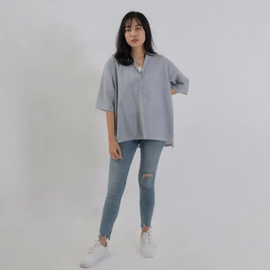 Linea Blouse | Blouse Wanita - Atasan Wanita Garis | Wearpulchra Katun Motif
