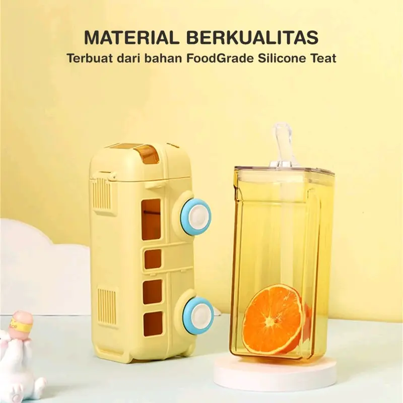 [Makassar] botol minum cipung ORIGINAL / botol air minum bentuk bus / botol bus anak Plastik 3