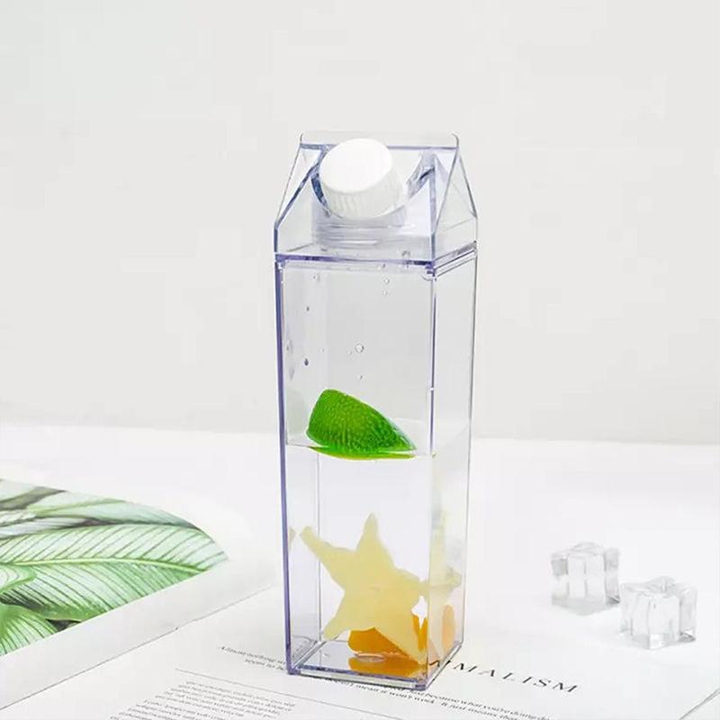 Milk Box Water Bottle (1 Piece), Milk Craton Bottle, 500ml/17.6oz Square Plastic Milk Bottle 3