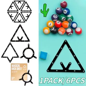 1SET/6PCS 8/9Ball Triangle Billiard Bola Magic Ball Rack Kertas Biliar Magic  bulat Rack Segitiga Bola Plastik