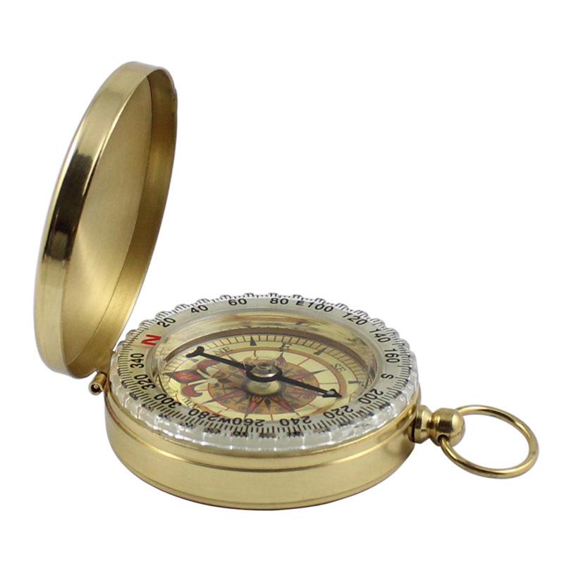 High Quality Camping Hiking Pocket Brass Golden Compass Portable Compass for Outdoor Activities 3